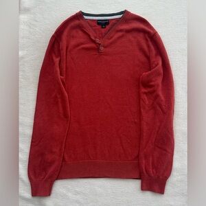 Banana Republic Burnt Orange V-Neck Button Sweater, Men’s Size Medium